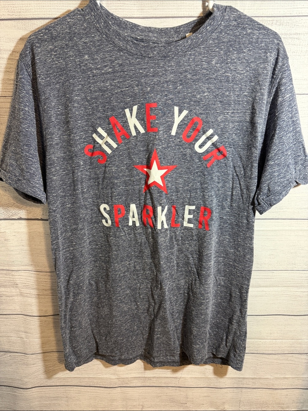 Women’s'Shake Your Sparkler' Graphic Tee - Blue with Red & White Print